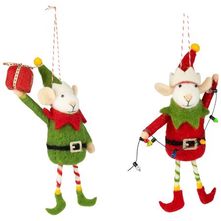 Elf Mouse Felt Ornaments