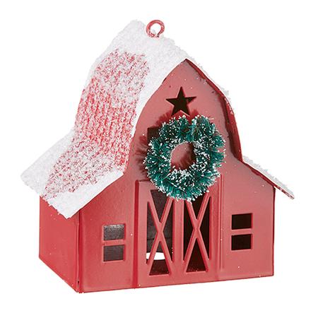 Red Barn Metal Ornament 3.75