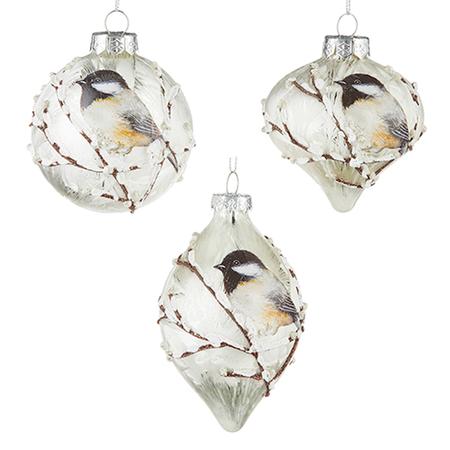 Chickadee Glass Ornaments