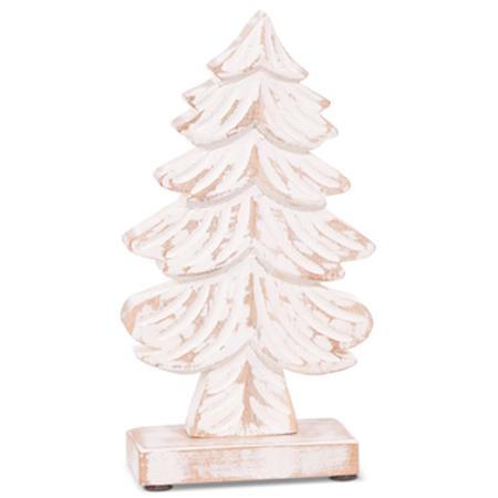 Carved Whitewashed Wood Tree 8.5