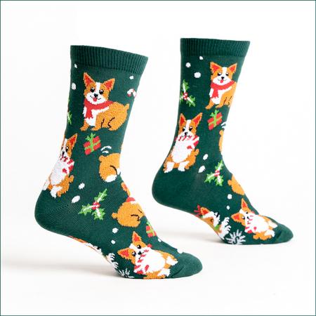 Women's Crew Socks Merry Corgmas