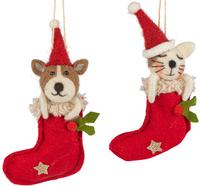 Pets In Stockings Felt Ornaments