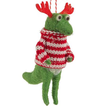 Dino With Antlers Felt Ornament 4.75