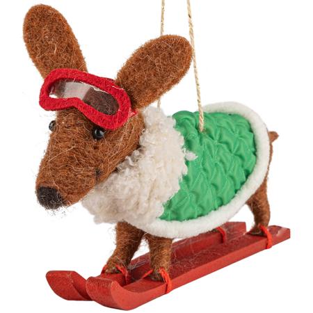 Dachshund On Skis Ornament 5.5