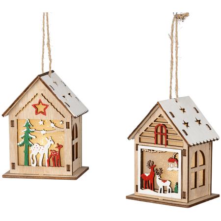 Illuminated Wood House Ornaments