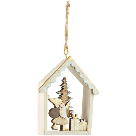 Wood House & Santa Ornament 3