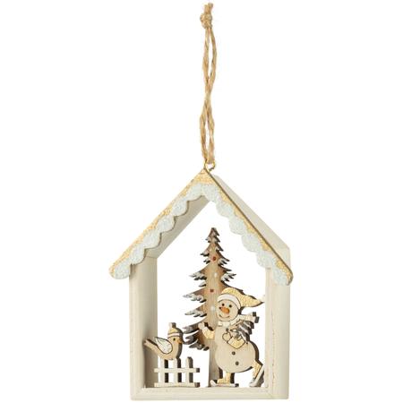 Wood House & Santa Ornament 3