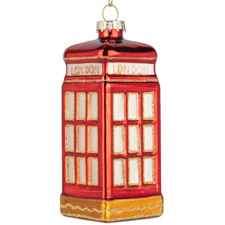 London Phone Box Glass Ornament 4.5