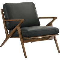 Loki Leather Lounge Chair Black/Walnut