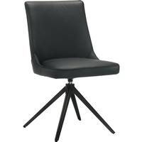 Mary Swivel Leather Dining Chair Black