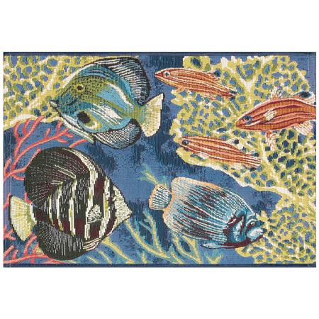 Esencia Indoor/Outdoor Mat Fish On Navy