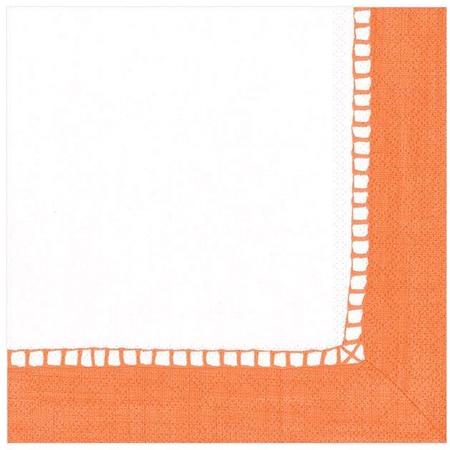 Paper Beverage Napkins Linen Border Coral