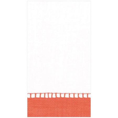 Paper Guest Towels Linen Border Coral