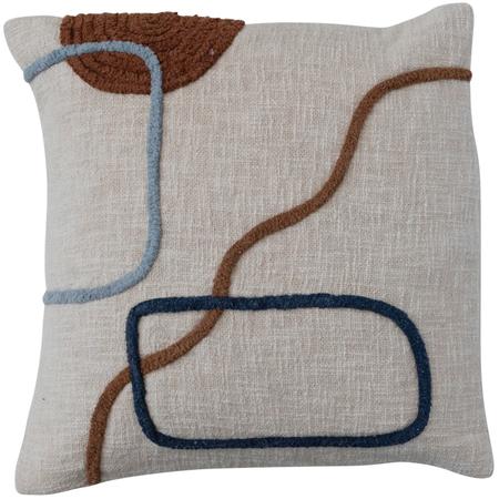 Embroidered Cotton Slub Pillow