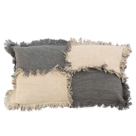 Fringed Cotton Lumbar Pillow