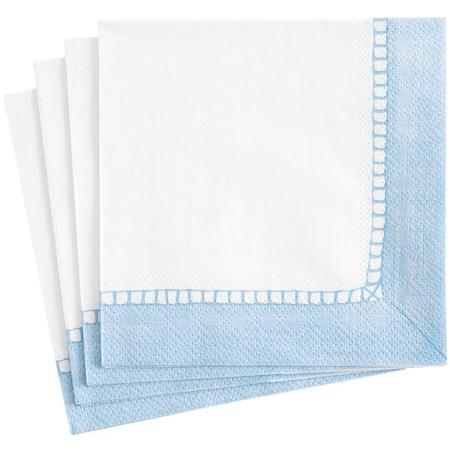 Paper Beverage Napkins Linen Border Light Blue