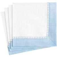 Paper Beverage Napkins Linen Border Light Blue