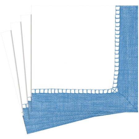 Paper Beverage Napkins Linen Border Blue