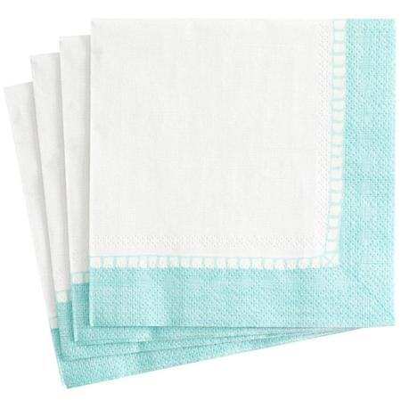 Paper Beverage Napkins Linen Border Robin's Egg Blue