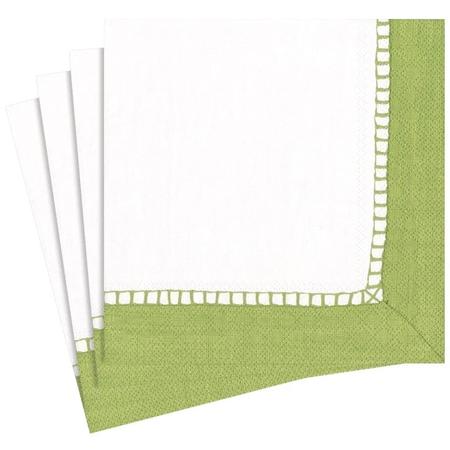 Paper Beverage Napkins Linen Border Green