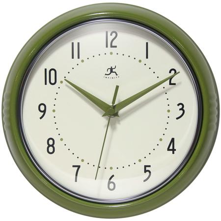 Retro Round Wall Clock Olive Green