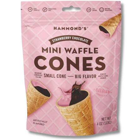 Mini Waffle Cones Strawberry Chcolate