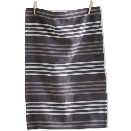 Basketweave Stripe Kitchen Towel Grey