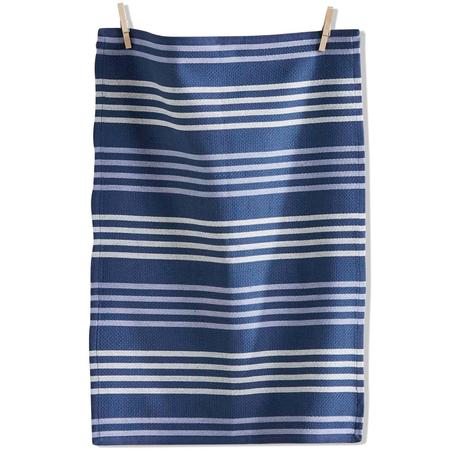Basketweave Stripe Kitchen Towel Blue