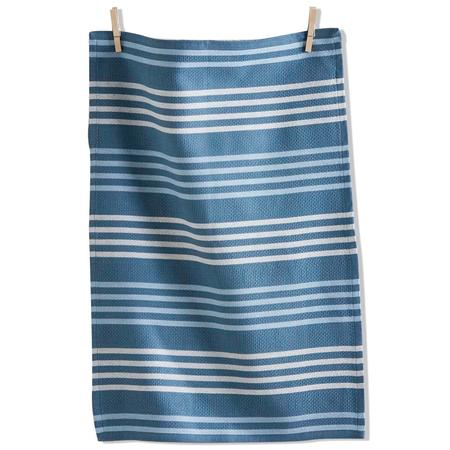 Basketweave Stripe Kitchen Towel Turquoise