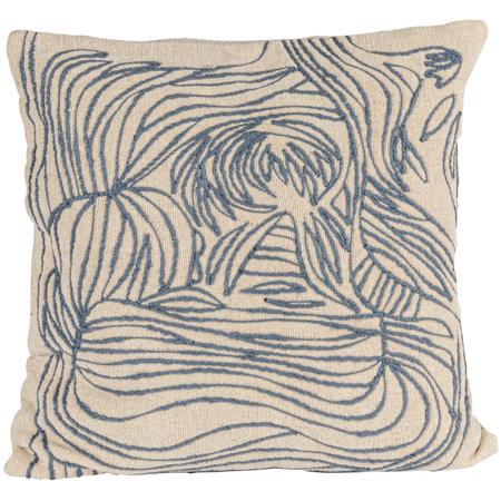 Azure Lines Embroidered Pillow