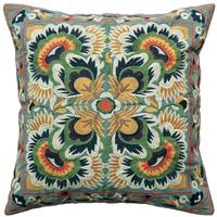 Exotic Floral Embroidered Pillow