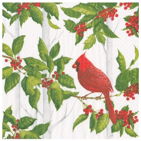 Paper Beverage Napkins Holly And Songbirds