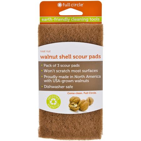 Full Circle Neat Nut Walnut Scour Pads Set/3