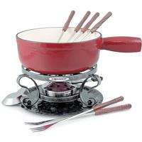 Lugano Cast-Iron Fondue Set Red